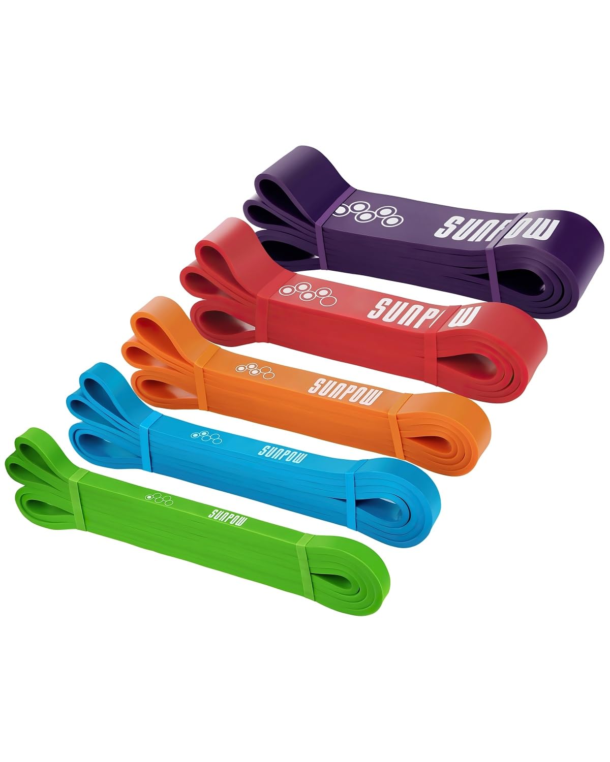 SUNPOW Pull Up Assistance Bands Set of 5 Resistance Heavy Duty Workout Exercise Stretch Fitness Bands Assist Set for Body, Instruction Guide and Carry Bag Included