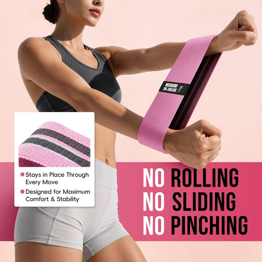 Fabric Resistance Band Set with Exercise Guide, 3 Levels for Hip and Glute