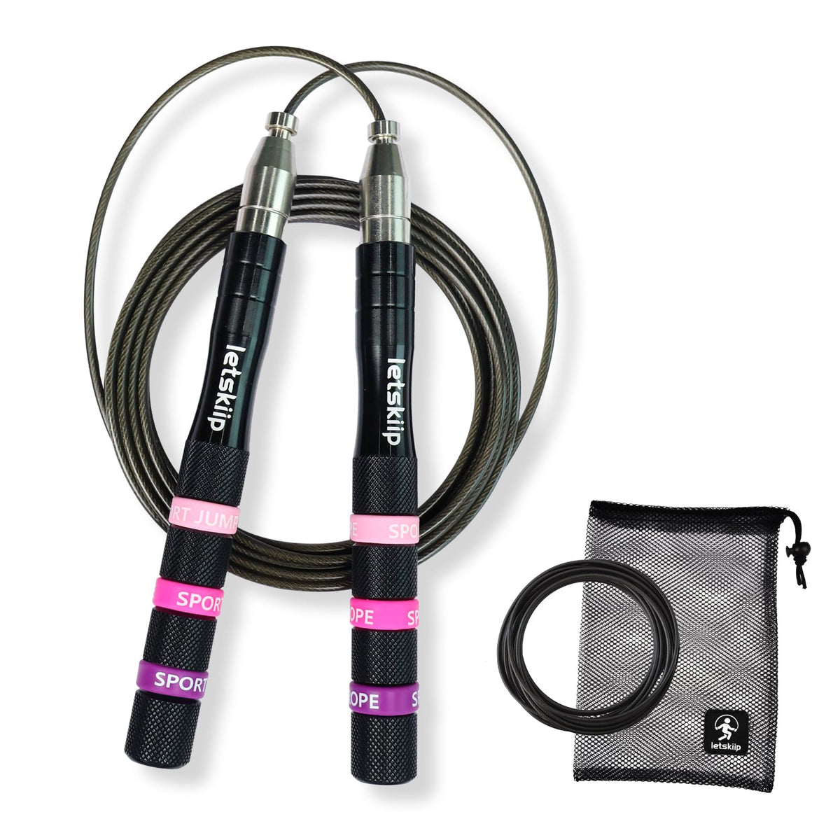 Adjustable Speed Jump Rope for Fitness, Non-Slip & 2 Cable