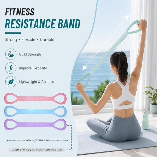 3Pcs Figure 8 Resistance Bands with Handles, Elastic Pull Rope for Home Workout, Yoga, Pilates, Posture Correction & Physical Therapy