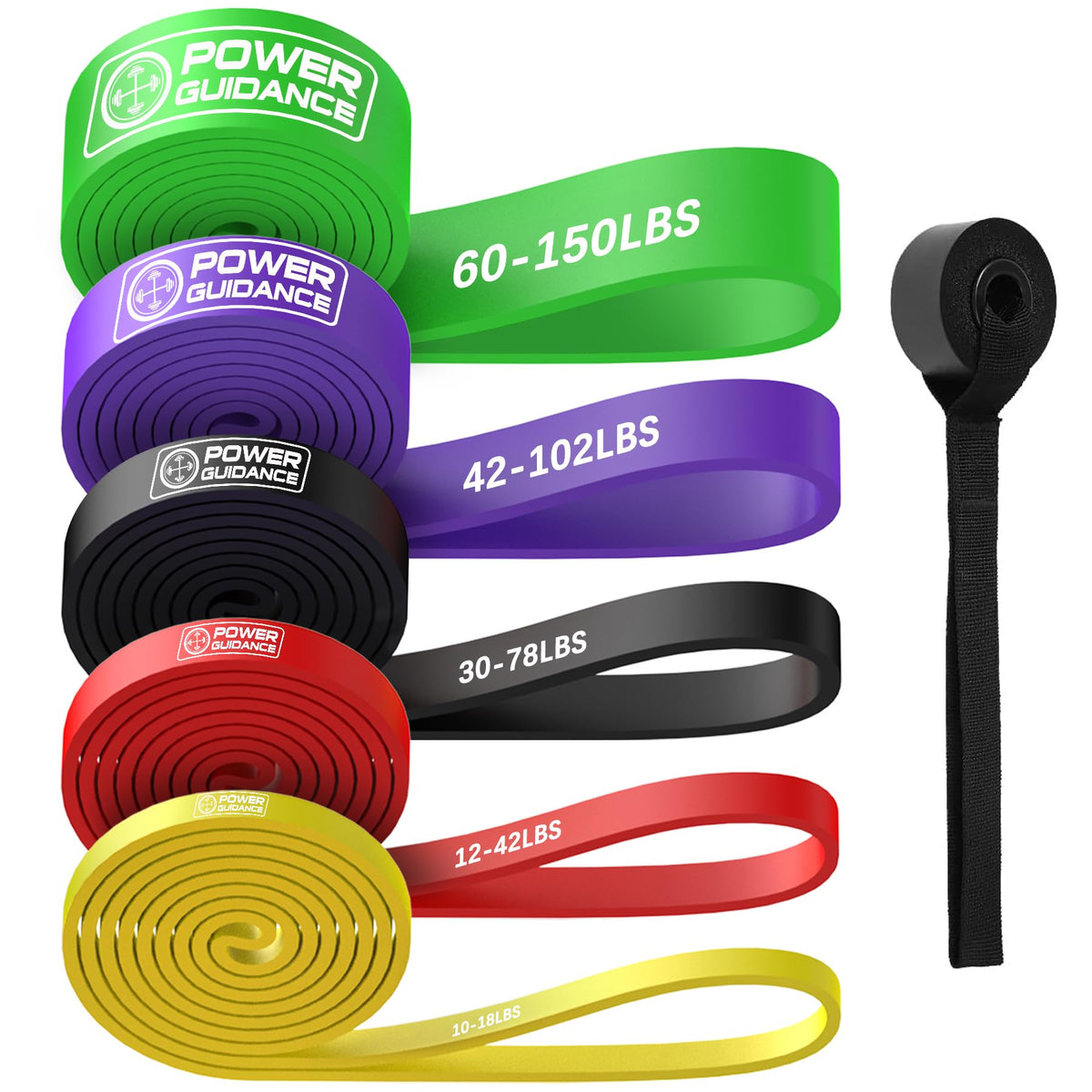 POWER GUIDANCE Resistance Bands, Set of 5 Pull Up Bands, Pull Up Assistance Bands, Exercise Bands, Resistance Bands Set for Legs, Working Out