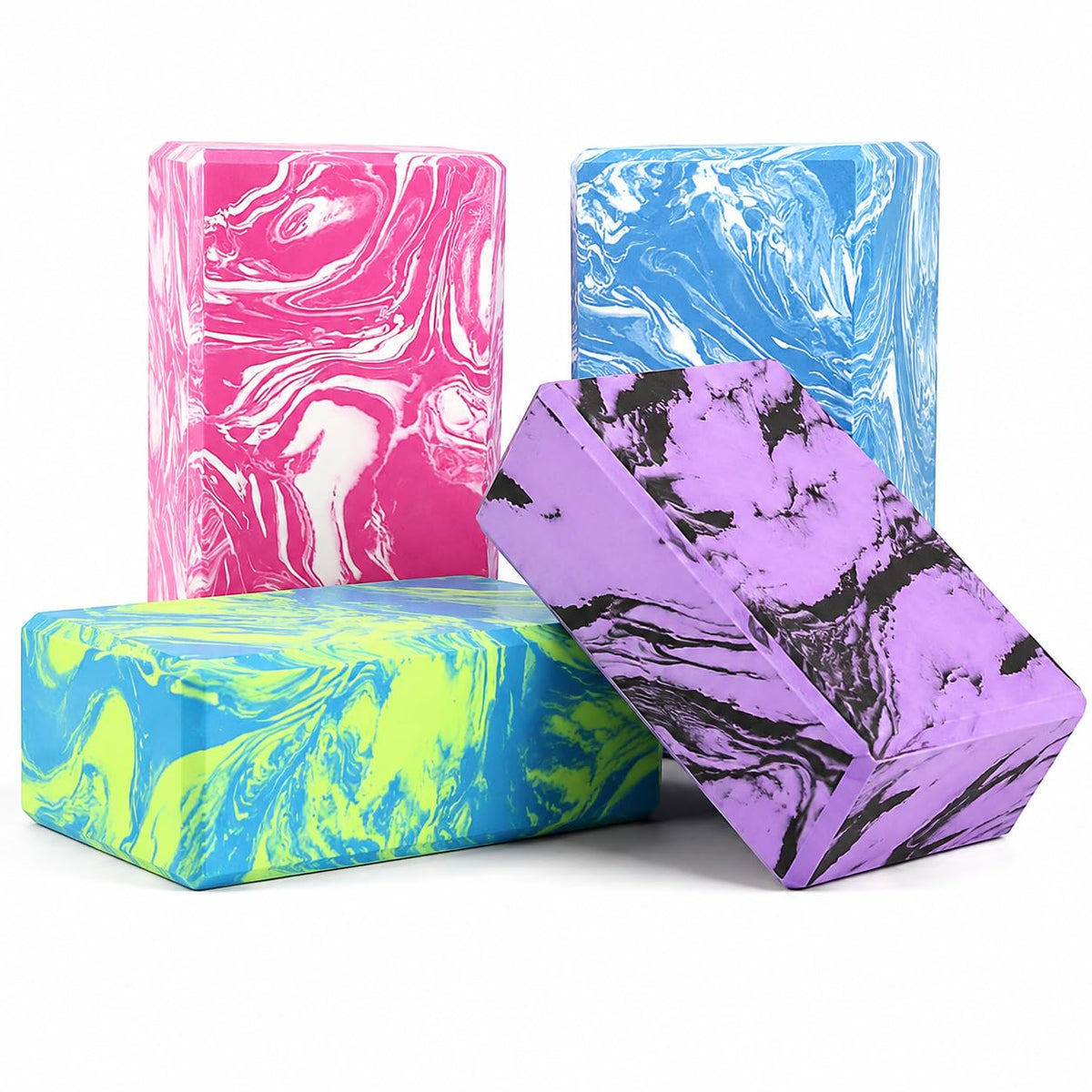 4 Pcs Yoga Blocks High Density EVA Yoga Brick Foam Blocks to Improve Strength, Flexibility and Balance, Non-Slip Surface for Yoga Pilates Meditation