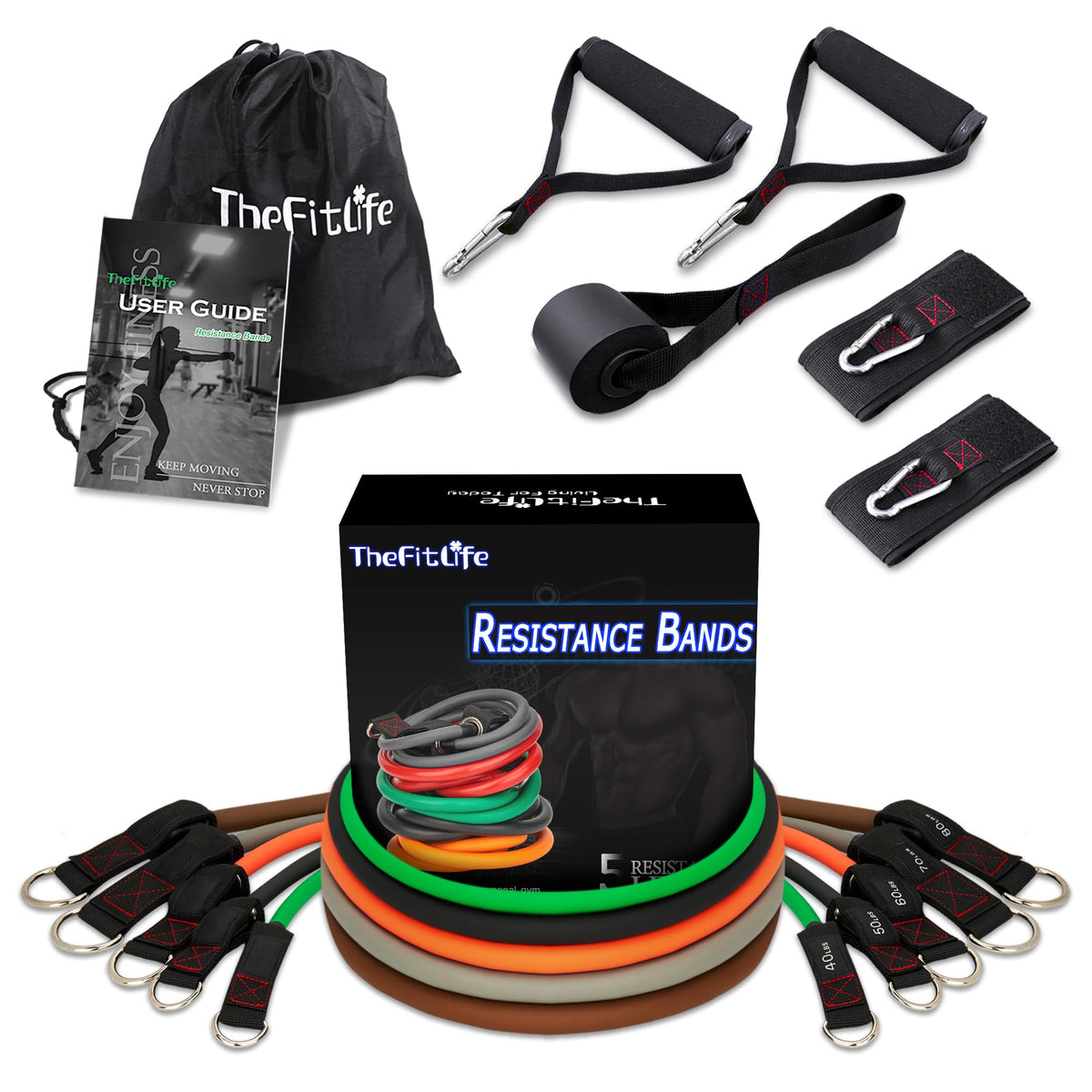 TheFitLife Resistance Bands Set with Handles, Door Anchor and Ankle Straps