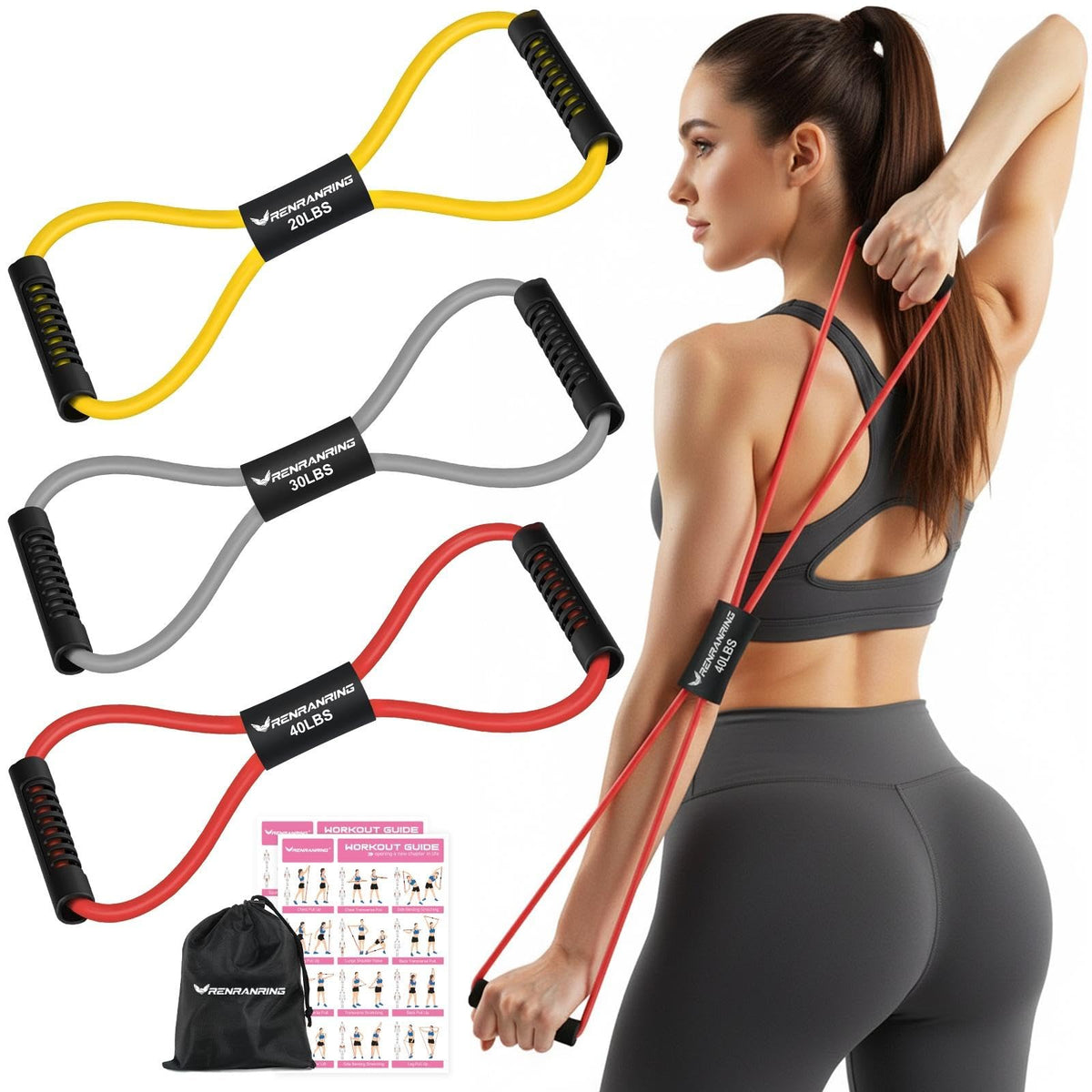 Resistance Bands with Handles, Figure 8 Fitness Bands, Exercise Bands Set
