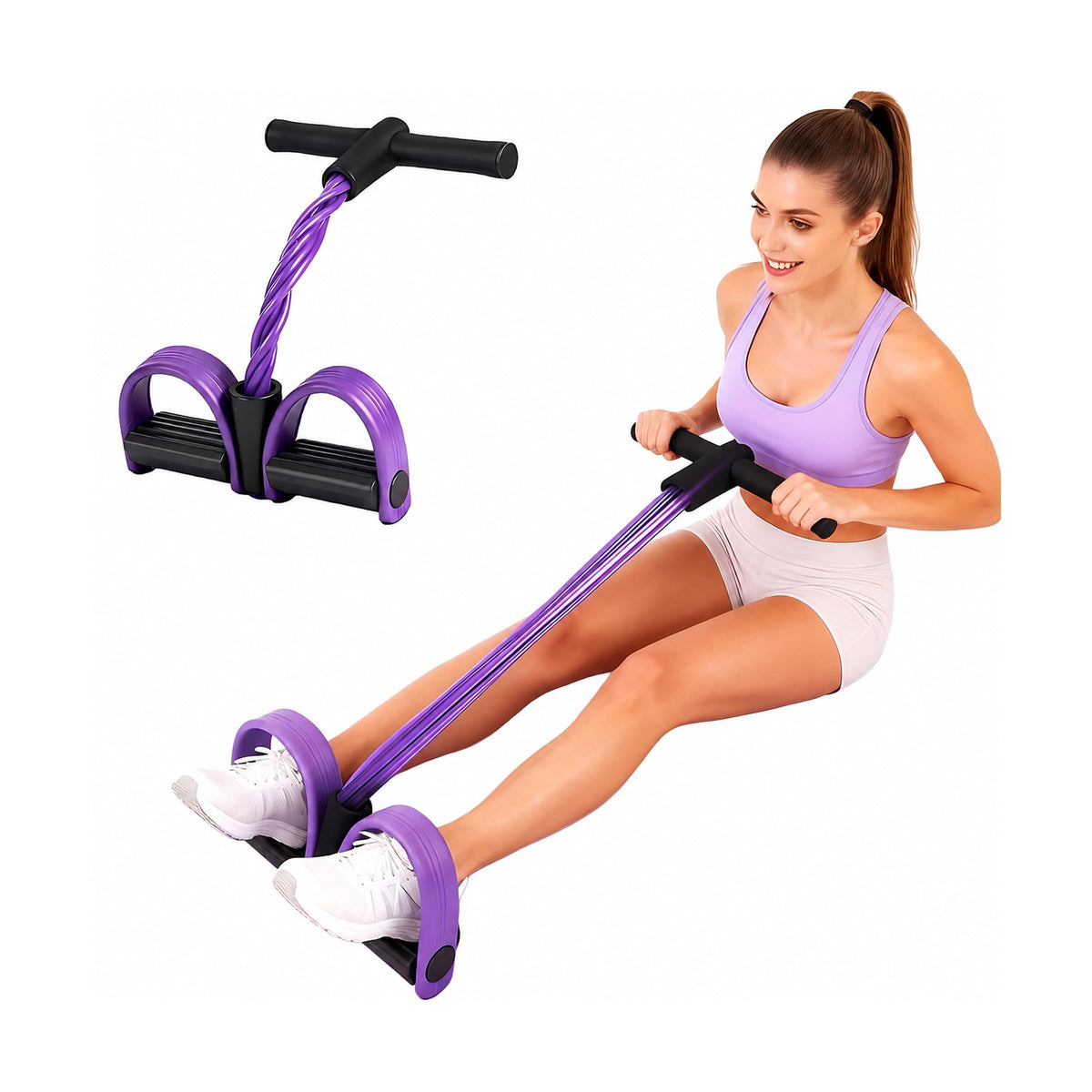 Multifunction Tension Rope, 6-Tube Elastic Yoga Pedal Puller Resistance Band, Natural Latex Tension Rope Fitness Equipment, for Abdomen/Waist/Arm/Leg Stretching Slimming Training