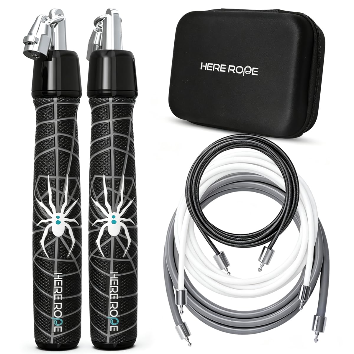 HEREROPE Weighted Jump Rope for Men Women Interchangeable 1/6lb 1/4lb 1/2lb Heavy Jump Rope- Adjustable Length, Tangle Free, Smooth Ball Bearing, Anti-slip Grip, Skipping Rope for Weight Loss