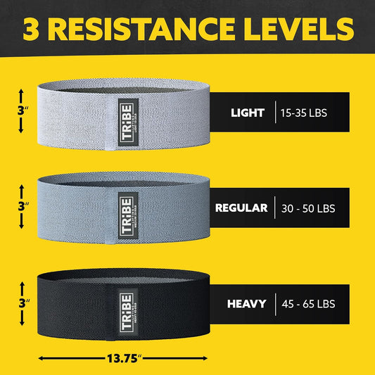 Fabric Resistance Bands for Working Out, 3-Pack for Legs and Glutes