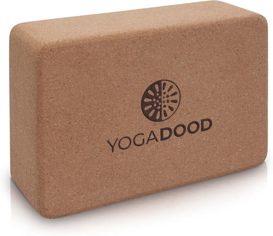 YOGA DOOD Premium Cork Yoga Blocks 2 Pack - Superior Grip & Stability for Enhanced Alignment - Eco-Friendly Biodegradable