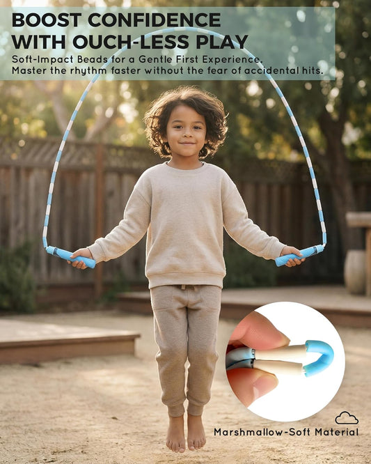 YUEDONG Ultra-Soft Beaded Jump Rope with Tangle-Free TPE Beads for Kids