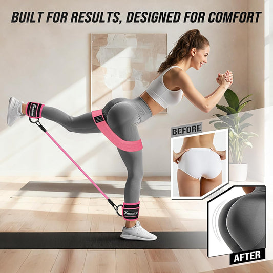 WOQQW Ankle Resistance Bands with Cuffs & Booty Bands Set for Legs & Glutes
