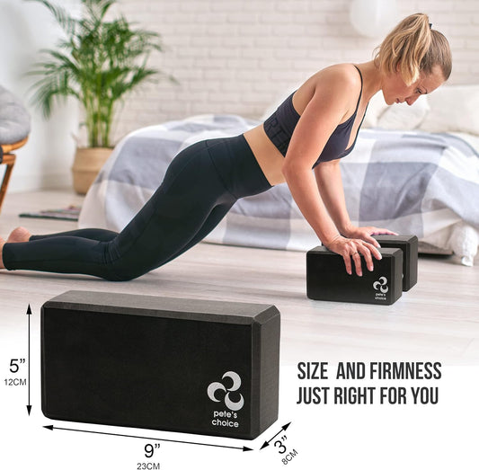Stretching Straps and Yoga Blocks - Yoga Beginner Kit for Pilates & Gym