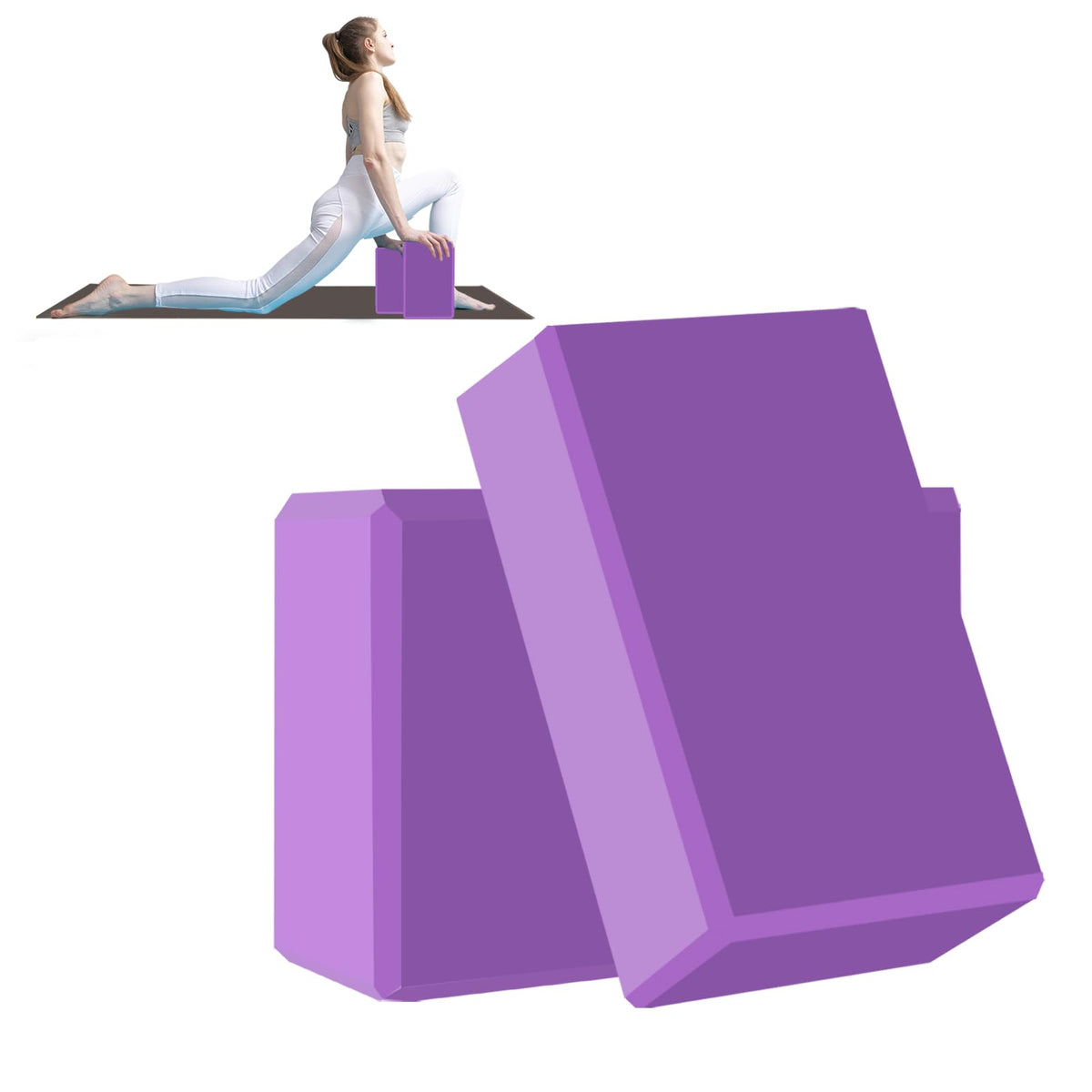 Yoga Block - Unsupported Latex Eva foam - Soft non slip surface with bevel for yoga, pilates, meditation - Yoga accessories for stability, balance and deep stretching