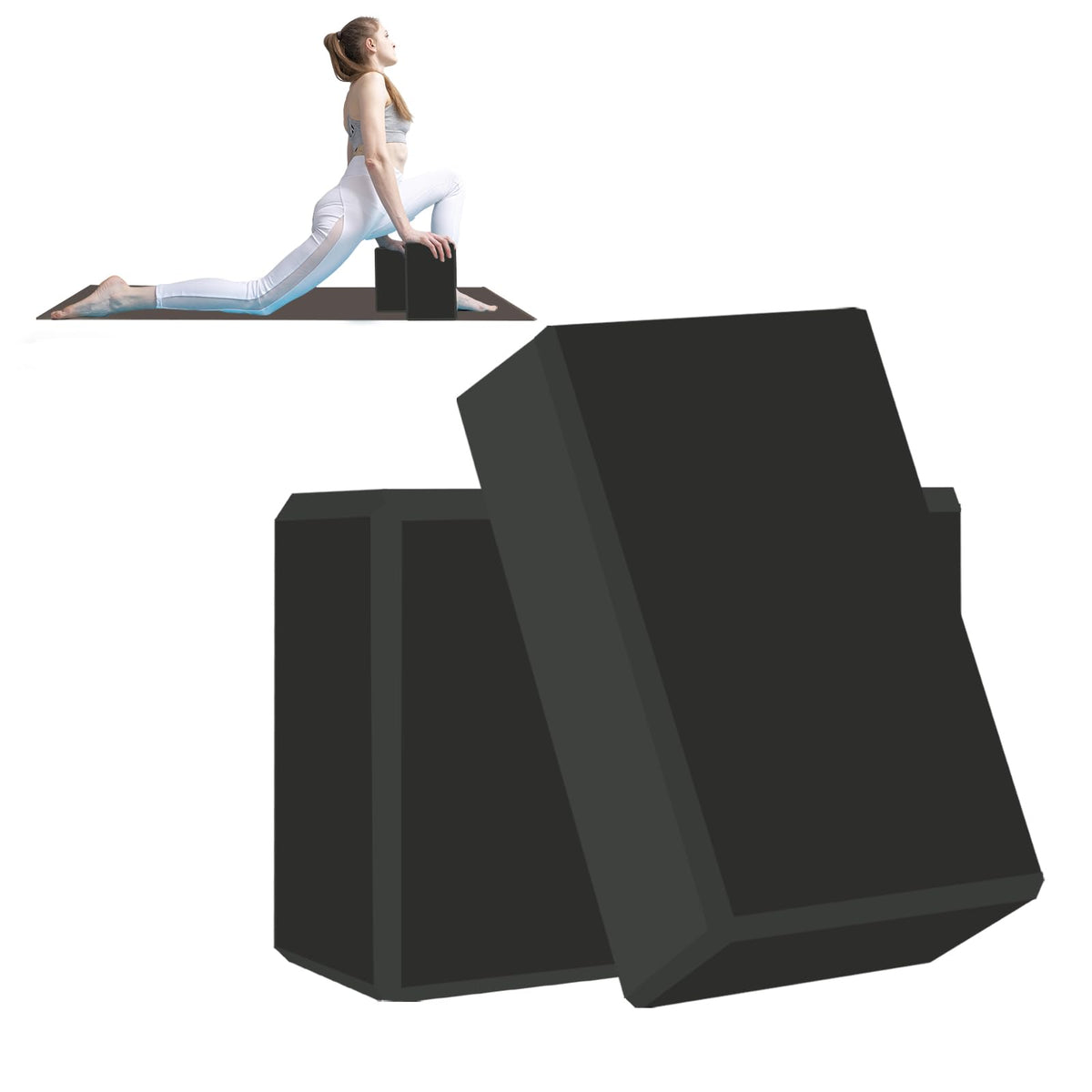 Yoga Block - Unsupported Latex Eva foam - Soft non slip surface with bevel for yoga, pilates, meditation - Yoga accessories for stability, balance and deep stretching