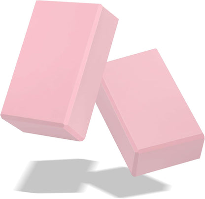 Yoga Blocks 2 Pack 3x6x9IN Foam Block Latex-Free with Stretch Band
