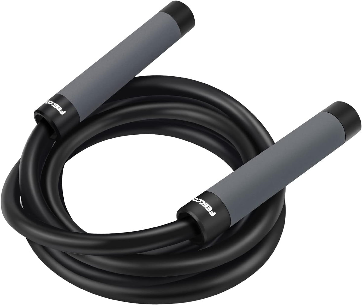 FEECCO Weighted Jump Rope for Men, PVC Rope with Metal Handles and Ball Bearings
