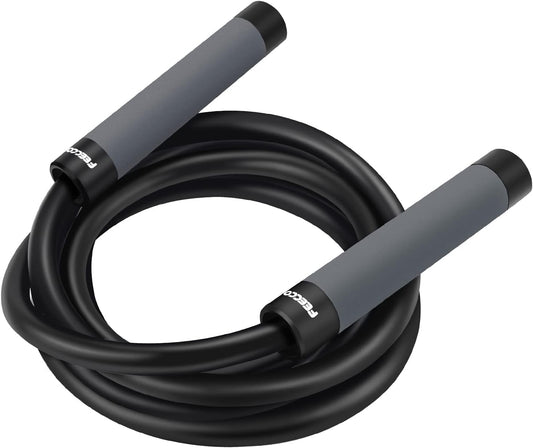 FEECCO Weighted Jump Rope for Men, PVC Rope with Metal Handles and Ball Bearings