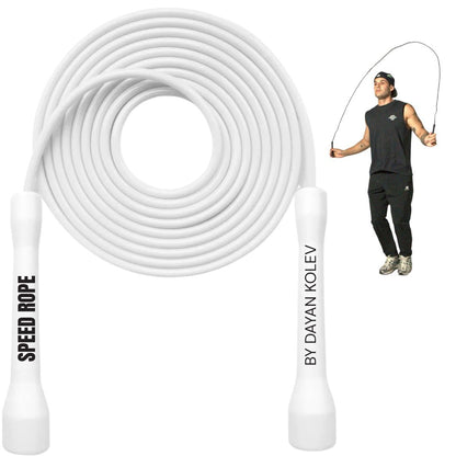 Swissskip Speed Jump Rope by Dayan Kolev, 5mm PVC Skipping Rope, Great for Beginners and Advanced Athlets, Designed for Fitness, Cardio, Boxing & CrossFit, Adjustable length with Unbreakable Handles