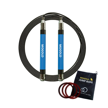 2-in-1 Speed Rope: 2mm for Boxing/MMA & 3mm for CrossFit - Tool-Free Adjustable Cable System with Dual Bearings - Sweatproof Hybrid Grip for High-Intensity Training