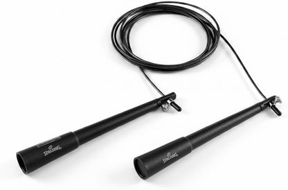 Spalding - Large Handle Speed Jump Rope, Adjustable 9 ft PVC Skipping Rope, Non-Slip Contoured Grip, Cardio Fitness Training Rope for Home & Gym (Black)
