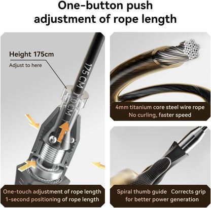 Weighted Jump Rope,Dual Bearing Smooth Rotation Speed Jump Rope, One-Button Push Adjustable Length for Men Women, Workout with Metal Handles for Fitness, Home Exercise & Slim Body