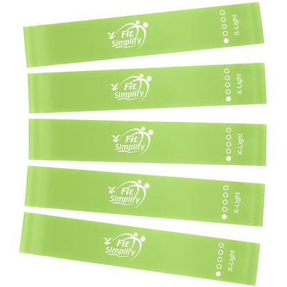 Fit Simplify Resistance Loop Exercise Fitness Bands with Instruction Guide and Carry Bag, Set of 5