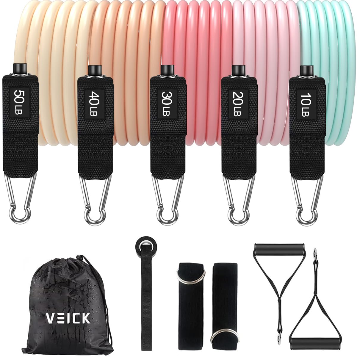 VEICK Resistance Bands with Handles, Exercise Tube Bands Set for Workouts