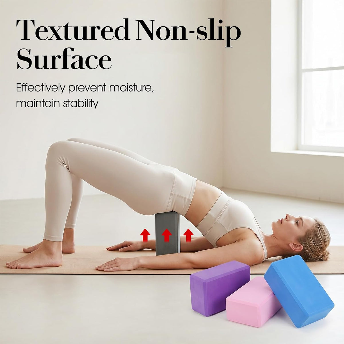 4 Pack Yoga Block, Stretch Blocks for Exercise Eva Foam Material, Strong Support, 9 x 6 x 3 Inches High Density Yoga Brick with Non-Slip for Pilates, Meditation, Balance (4 Color)