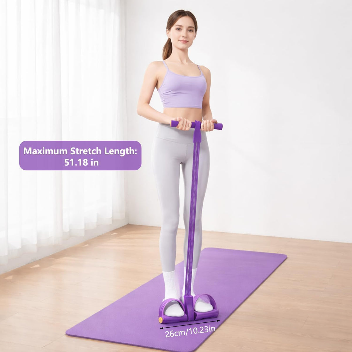 Resistance Bands with Handles, 6-Tube Foot Pedal, Natural Rubber Ankle Puller for Sit-ups & Full Body, Portable Home Gym Strength for Legs, Arms.