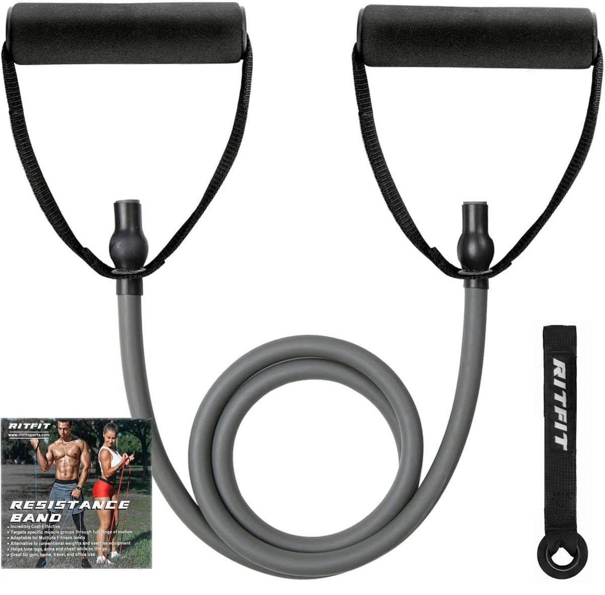 RitFit Single Resistance Bands with Handles Door Anchor for Home Gym