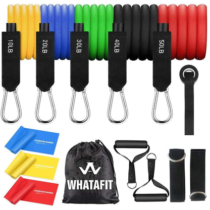 WHATAFIT Resistance Bands with Handles, 150 lb Exercise Bands Set