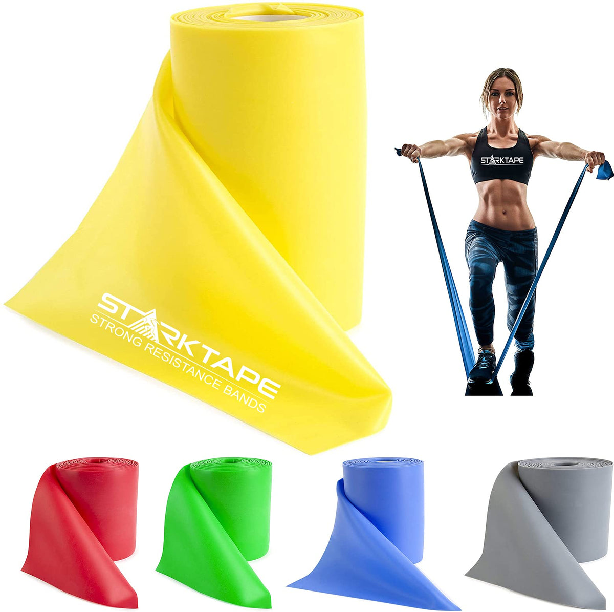 Resistance Bands Professional 8,16, 25, 50 Yards Bulk Rolls. Latex-Free Elastic Physical Therapy Band. No Scent, No Powder - Perfect for Home Exercise, Yoga, Pilates, Gym, Rehab, Workout