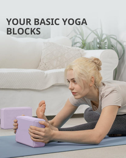 Yoga Blocks 2 Pack with Supportive Non-Slip Foam for Yoga Pilate Stretching