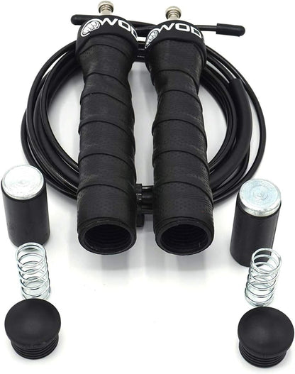 WOD Nation Weighted Jump Rope for Women & Men - 1 Pound (1LB) Adjustable Heavy Speed Jump Rope Handles with Removable Weights 4Crossfit, Cross Training, Boxing.