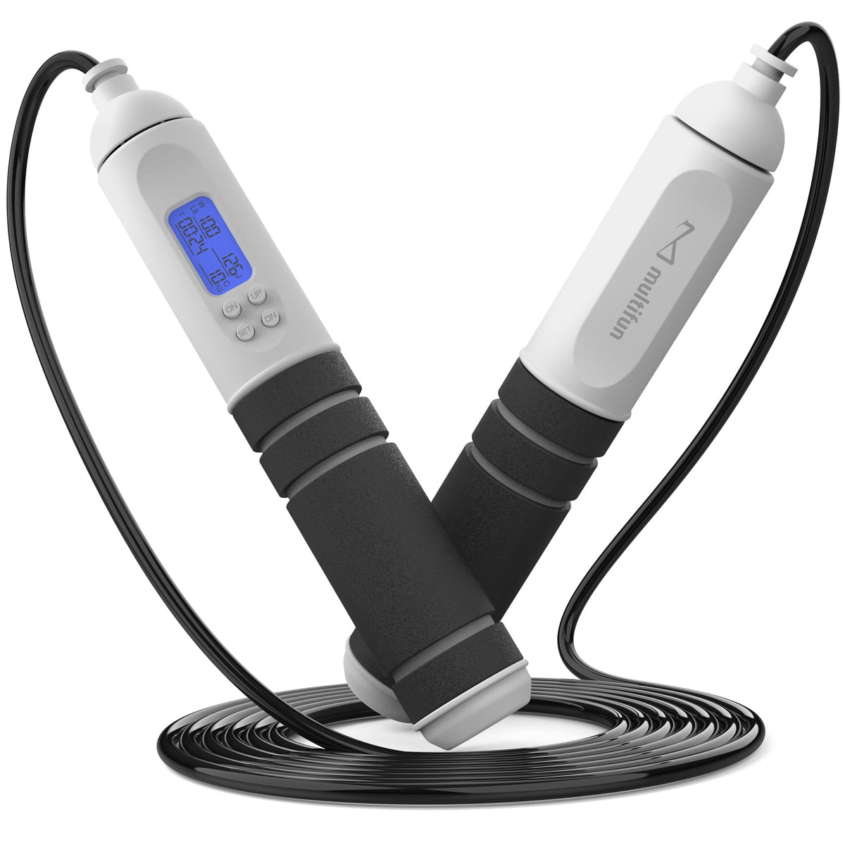 multifun Smart Digital Jump Rope with Counter - Weighted Speed Skipping Rope for Fitness, CrossFit & Double Unders - 1/3 CoG Balance, Anti-Slip Handles for Men Women(2026 New Evolution for 3-Sec Fast Swap)
