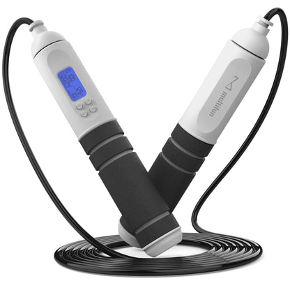 multifun Smart Digital Jump Rope with Counter - Weighted Speed Skipping Rope for Fitness, CrossFit & Double Unders - 1/3 CoG Balance, Anti-Slip Handles for Men Women(2026 New Evolution for 3-Sec Fast Swap)