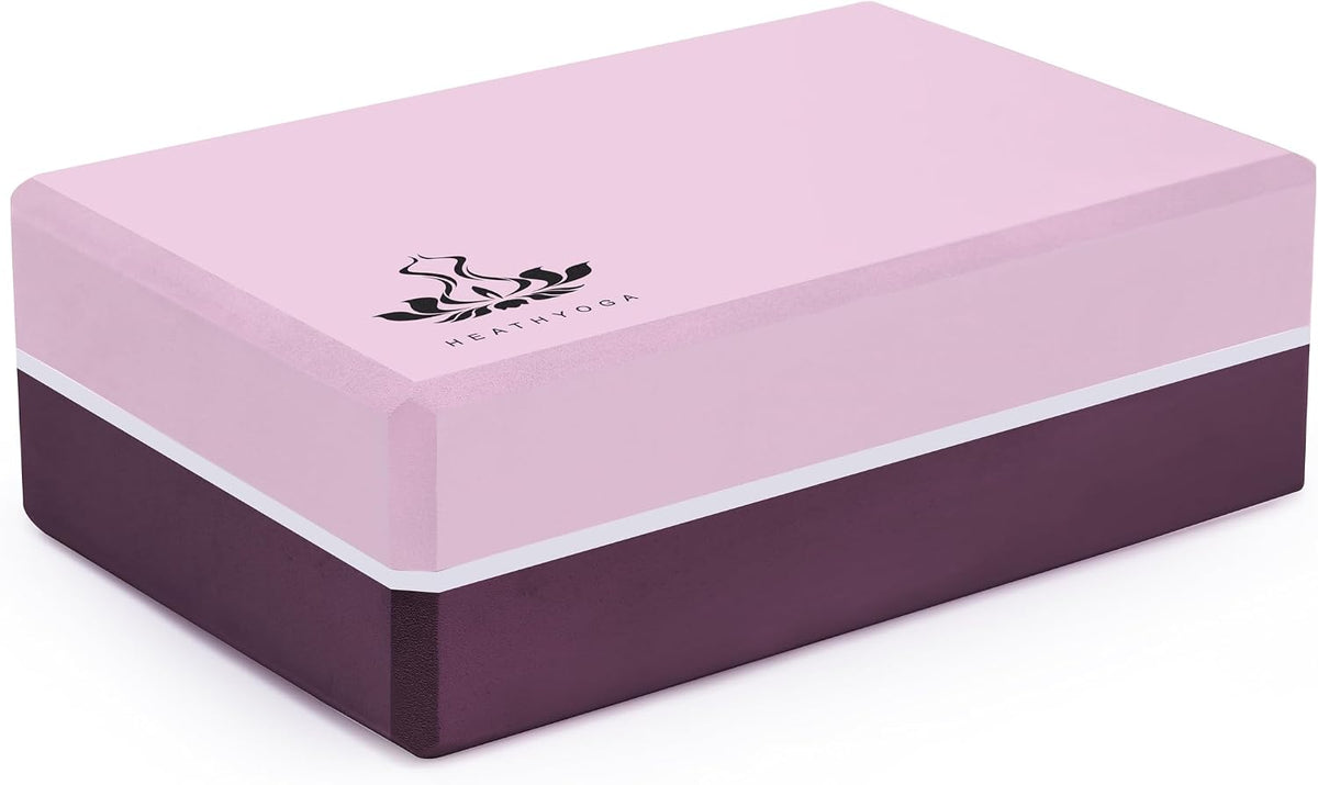 Heathyoga Yoga Blocks 2 Pack with Strap, High Density EVA Foam Yoga Block and Yoga Strap Set to Support and Improve Poses and Flexibility