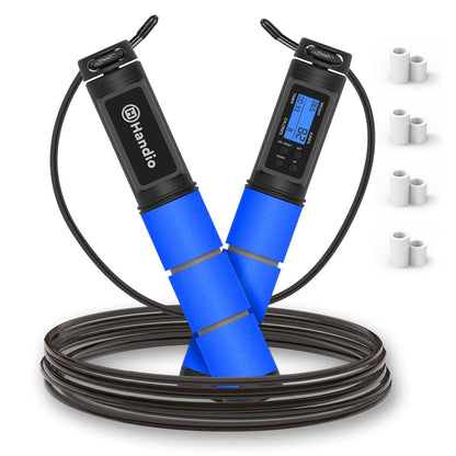 Jump Rope, H Handio Jump Rope with Counter, Workout Jumping Rope with Steel Ball Bearings, Adjustable Length Speed Skipping Rope for Men Women Kids Home Gym, Crossfit, Fitness Exercise