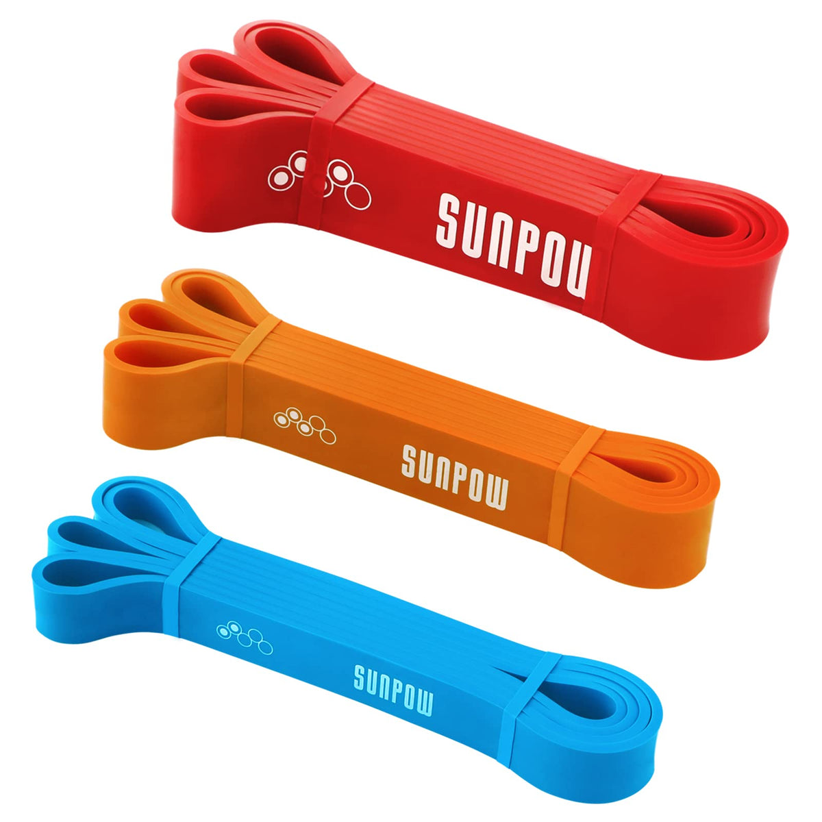 SUNPOW Pull Up Assistance Bands Set of 5 Resistance Heavy Duty Workout Exercise Stretch Fitness Bands Assist Set for Body, Instruction Guide and Carry Bag Included