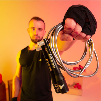 EliteSRS 10 Foot Outdoor Rated 5Mm Pvc, Boxer Jump Rope 3.0 with Smooth Action Polymer Handles and Ergonomic Slip-Resistant Dimpled Grips