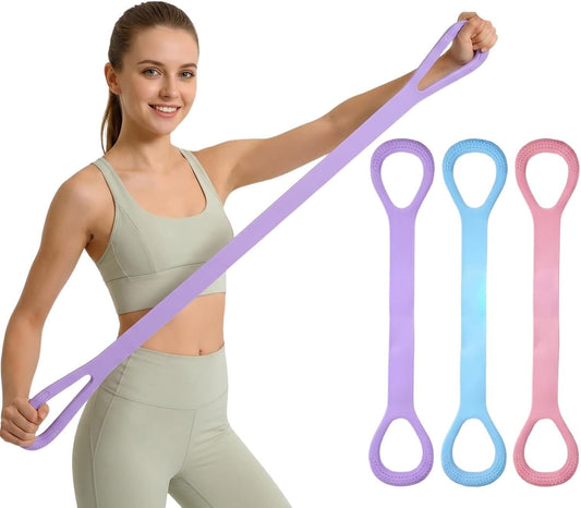3Pcs Figure 8 Resistance Bands with Handles, Elastic Pull Rope for Home Workout, Yoga, Pilates, Posture Correction & Physical Therapy