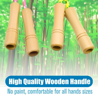 Jump Rope for Kids - Wooden Handle - Adjustable Cotton Braided Fitness Skipping Rope for Toddler Fitness Workout Exercise Outdoor Activity