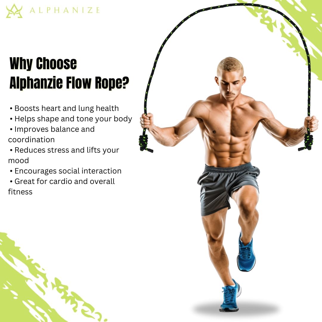 Flow Rope Exercise Jump Ropes for Home Gym Cardio - Jump Rope for Fitness for Men & Women - Boxing & MMA Full Body Workout