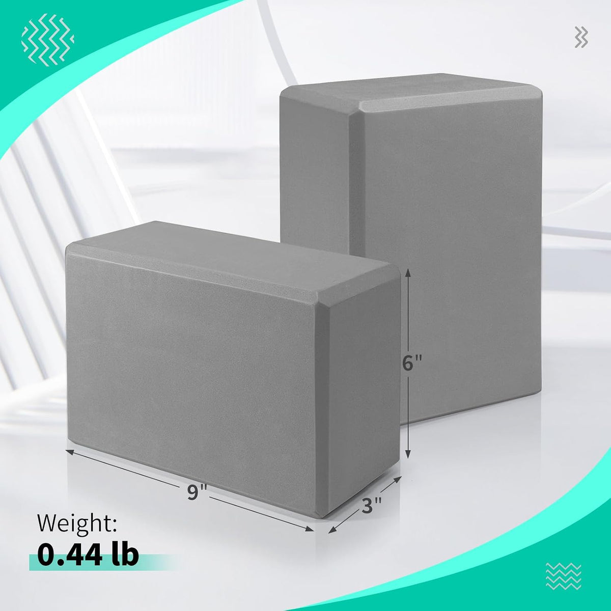 Yoga Blocks 2 Pack, 9"x6"x3" High-Density EVA Foam Yoga Block, Non-Slip Yoga Blocks for Yoga, Pilates Meditation, Stretching and Toning, Supportive, Latex-Free