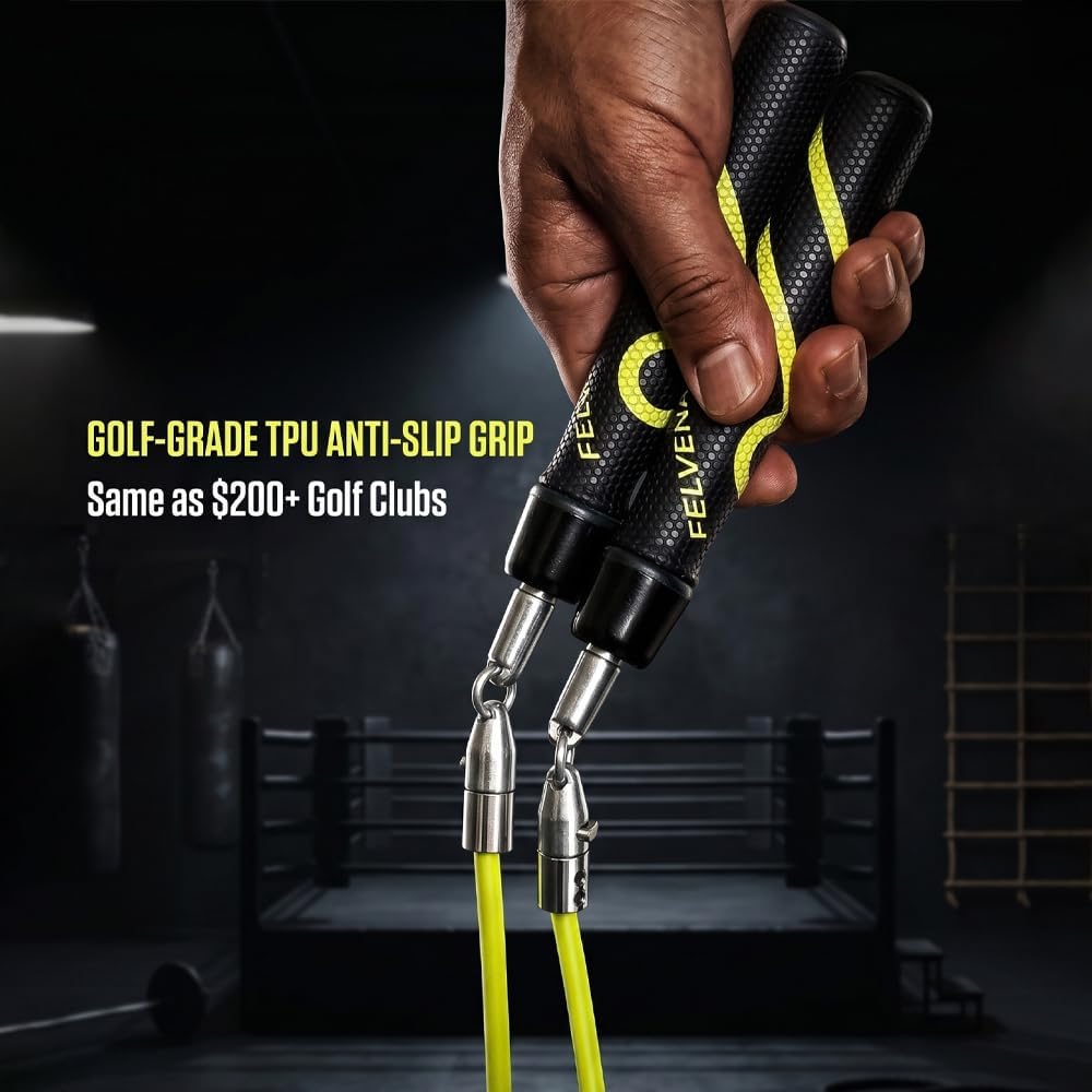 Weighted Jump Rope for Men & Women, 1/4lb 1/2lb Interchangeable Weighted Rope, Ball Bearing Adjustable Length, Tangle Free Storage Golf-Grade Grip, Skipping Rope for Weight Loss