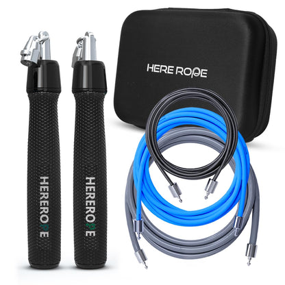 HEREROPE Weighted Jump Rope for Men Women Interchangeable 1/6lb 1/4lb 1/2lb Heavy Jump Rope- Adjustable Length, Tangle Free, Smooth Ball Bearing, Anti-slip Grip, Skipping Rope for Weight Loss