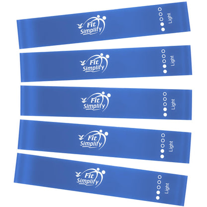 Fit Simplify Resistance Loop Exercise Fitness Bands with Instruction Guide and Carry Bag, Set of 5