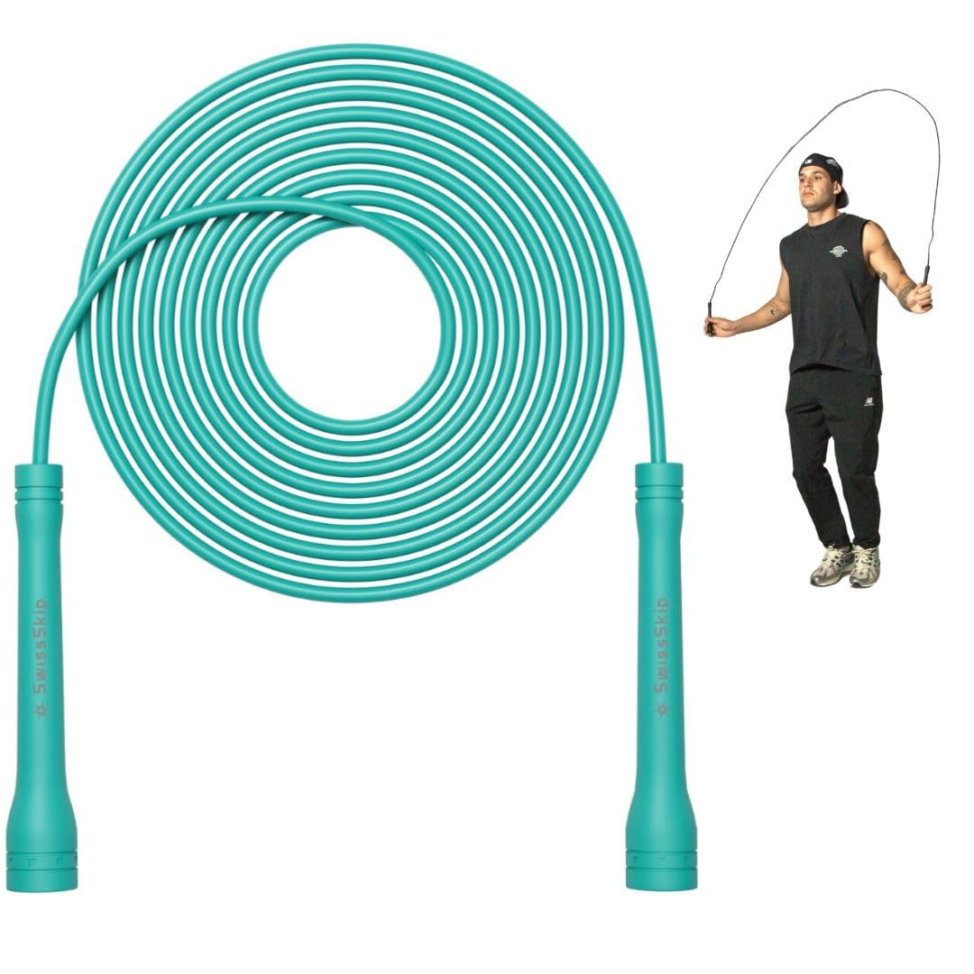 Swissskip Speed Jump Rope by Dayan Kolev, 5mm PVC Skipping Rope, Great for Beginners and Advanced Athlets, Designed for Fitness, Cardio, Boxing & CrossFit, Adjustable length with Unbreakable Handles