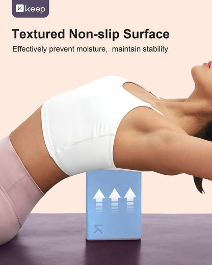 KEEP Yoga Block, High-Density EVA Foam 2 Pack Yoga Block with Non-Slip Textured Surface, Supportive, Lightweight - Ideal for Yoga