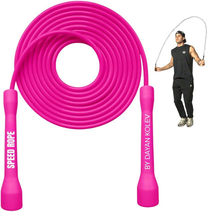 Swissskip Speed Jump Rope by Dayan Kolev, 5mm PVC Skipping Rope, Great for Beginners and Advanced Athlets, Designed for Fitness, Cardio, Boxing & CrossFit, Adjustable length with Unbreakable Handles