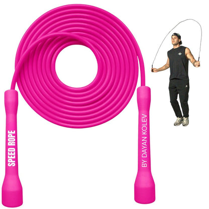 Swissskip Speed Jump Rope by Dayan Kolev, 5mm PVC Skipping Rope, Great for Beginners and Advanced Athlets, Designed for Fitness, Cardio, Boxing & CrossFit, Adjustable length with Unbreakable Handles